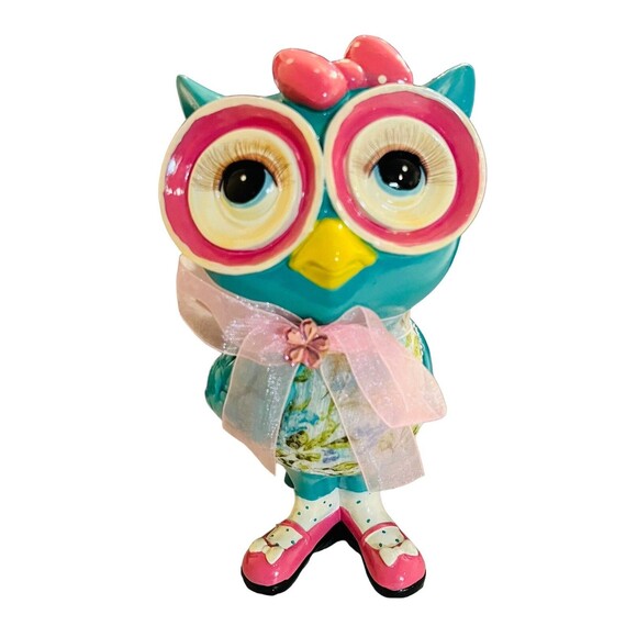 Cracker Barrel Owl Figurine Polka Dots Hits The Spot Colorful Unique Rare - Picture 2 of 14